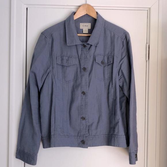 Blue LL Bean Linen Jacket L - Picture 1 of 4